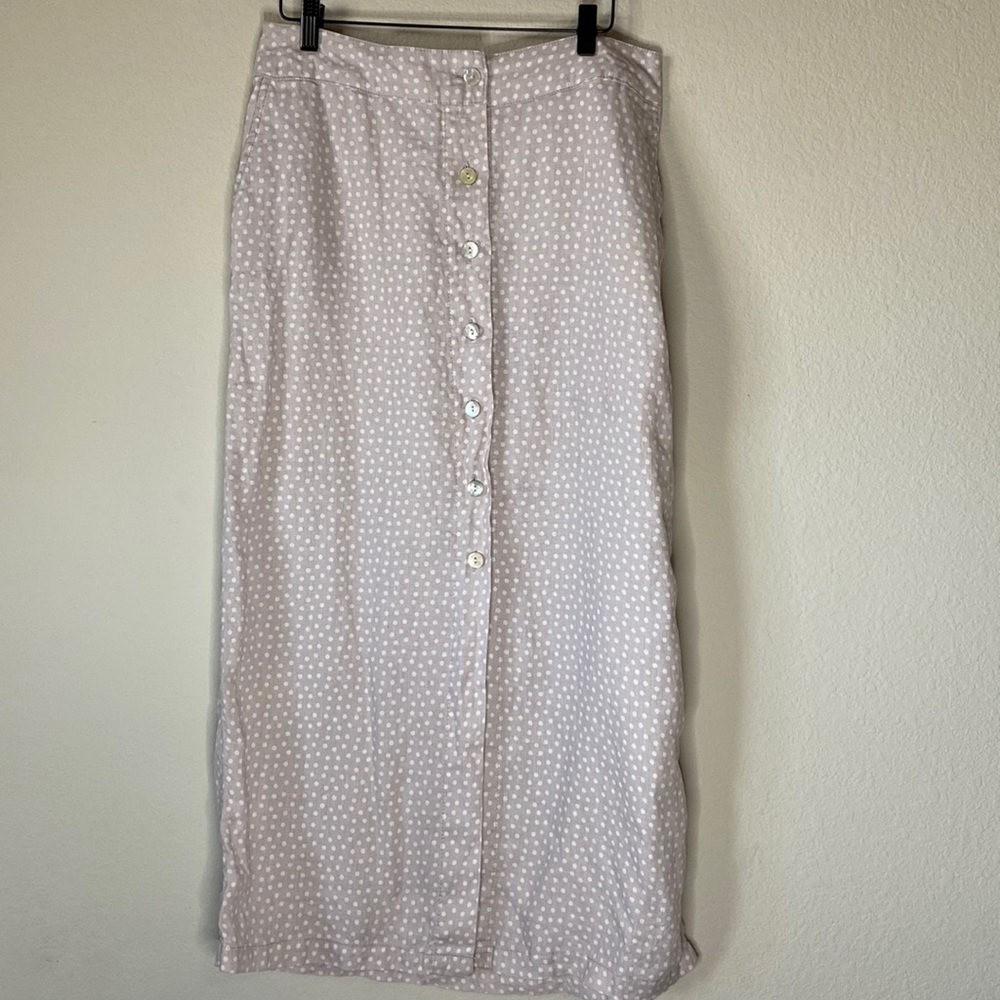 Rachel Zoe Light Pink 100% linen Polka Dot Midi Skirt